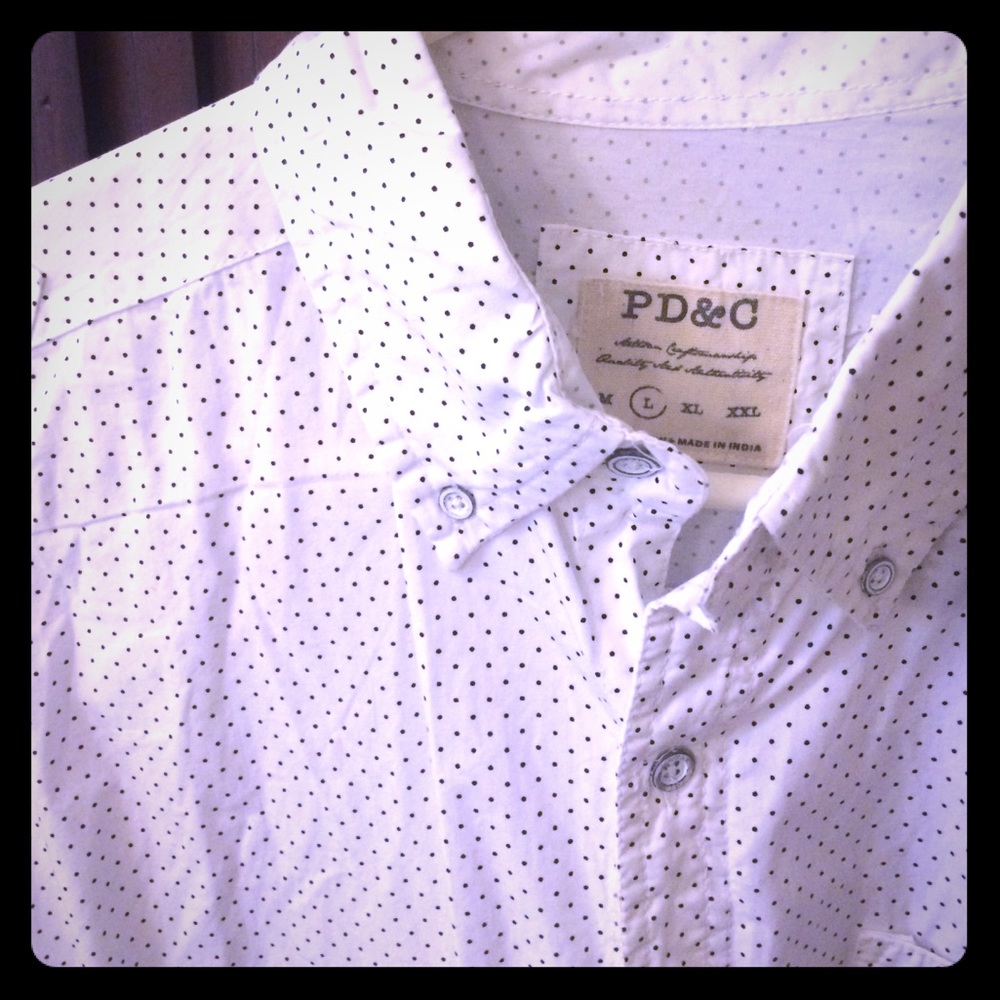 Men's cotton polka dot button down