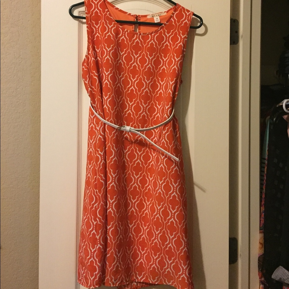 Orange and white polyester dress