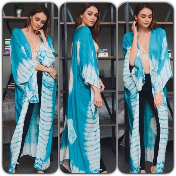 Stunning Boho Tie Dye Kimono Cardi Coverup OS sold - Picture 2 of 6