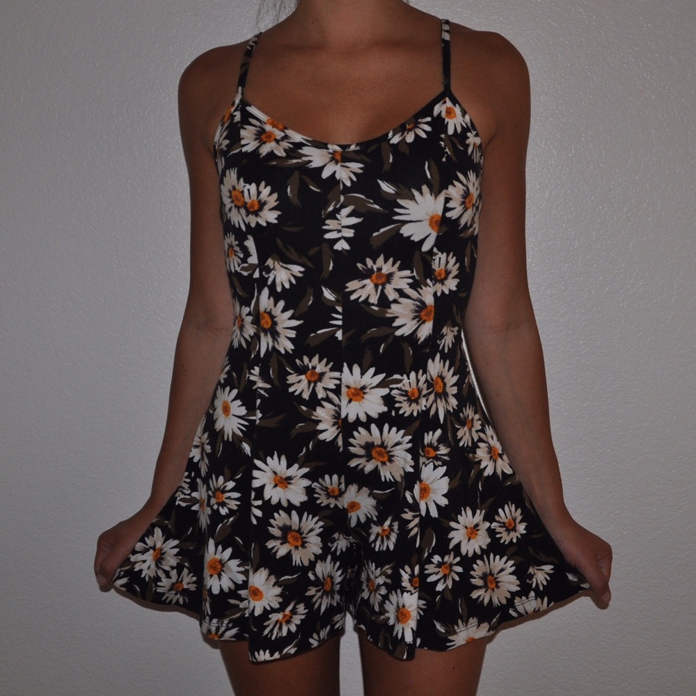 Black Romper with Sunflowers from Urban Outfitters