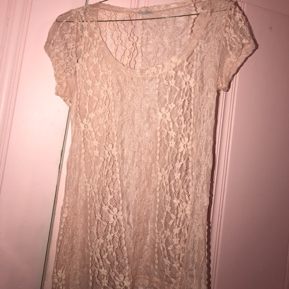 NEW Short Sleeve Pink Sheer Shirt