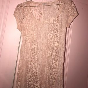 NEW Short Sleeve Pink Sheer Shirt