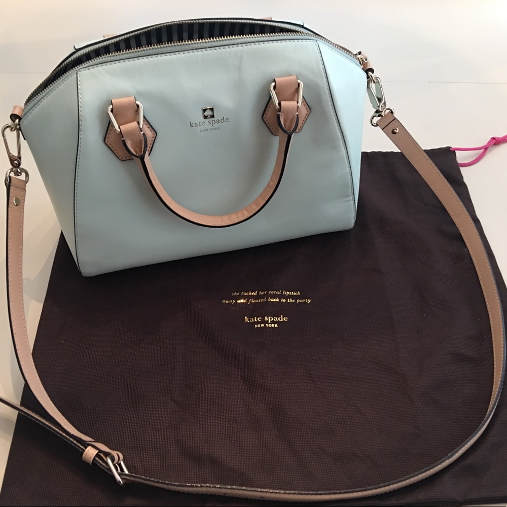 Kate Spade Mint Handbag w/Black & White Stripe