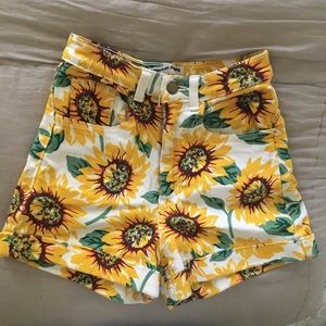 American Apparel high waist sunflower denim shorts