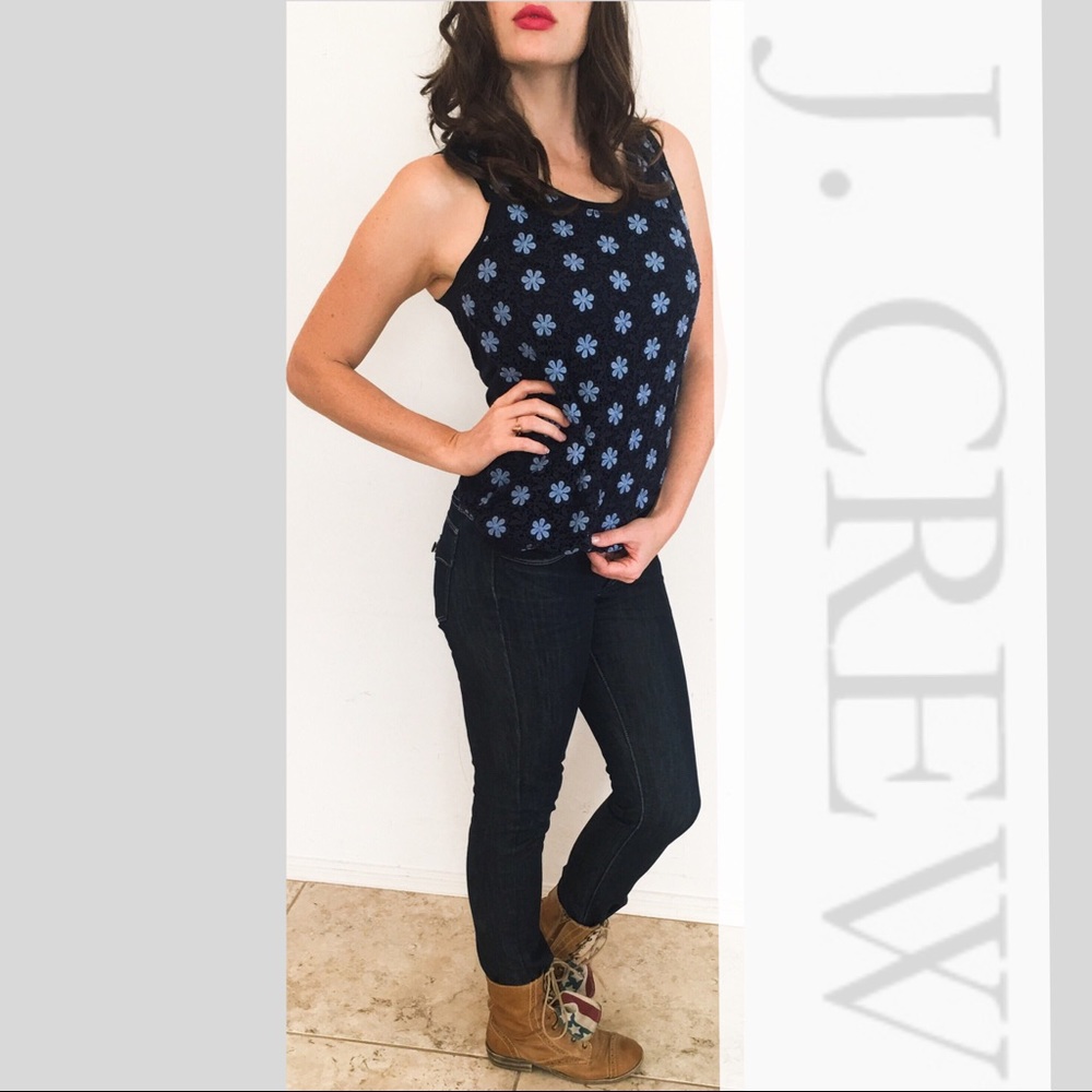J. Crew Floral Crochet Top
