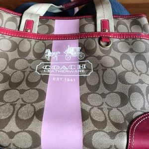 Monogram Coach bag with plaid inside