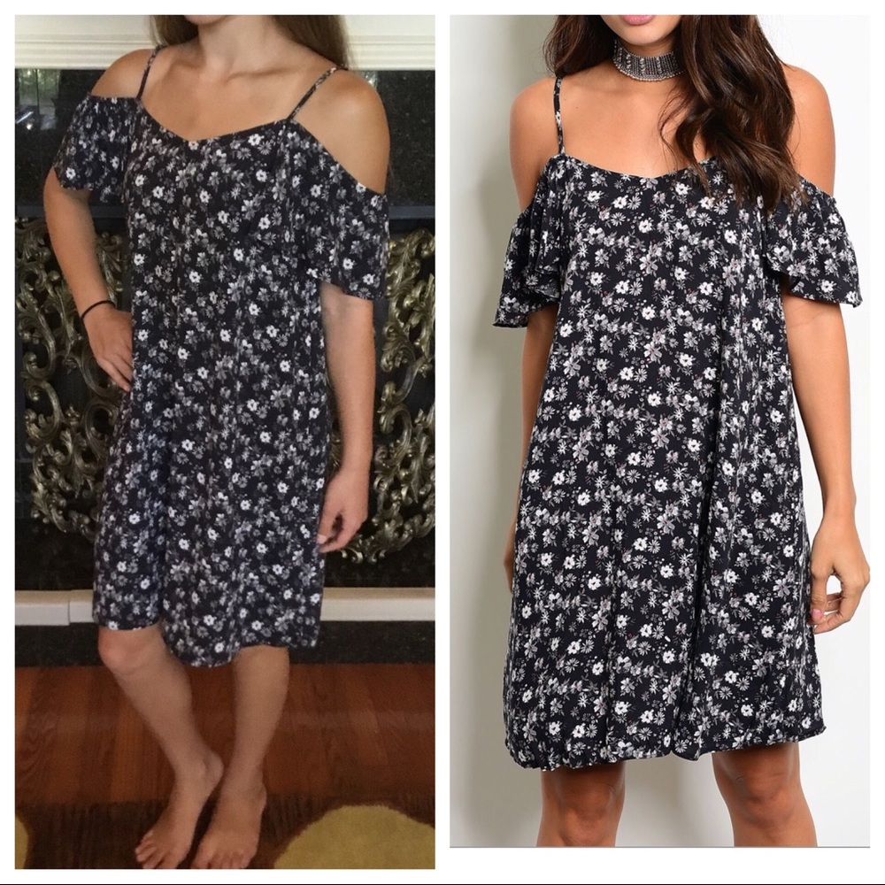 🔴CLEARANCE ITEM🔴-Black Floral Dress