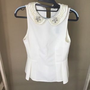 White top with pearls and cubics