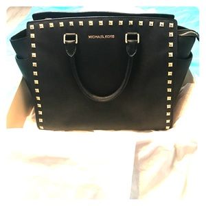 Michael Kors Studded Selma Large Leather Satchel