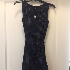 Ann Taylor Navy Blue White Polka Dot Dress