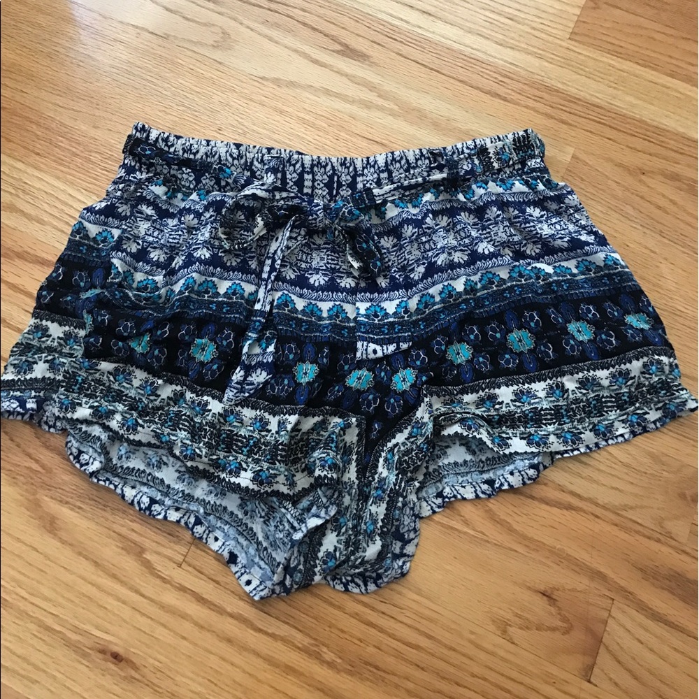 Blue printed flowy shorts