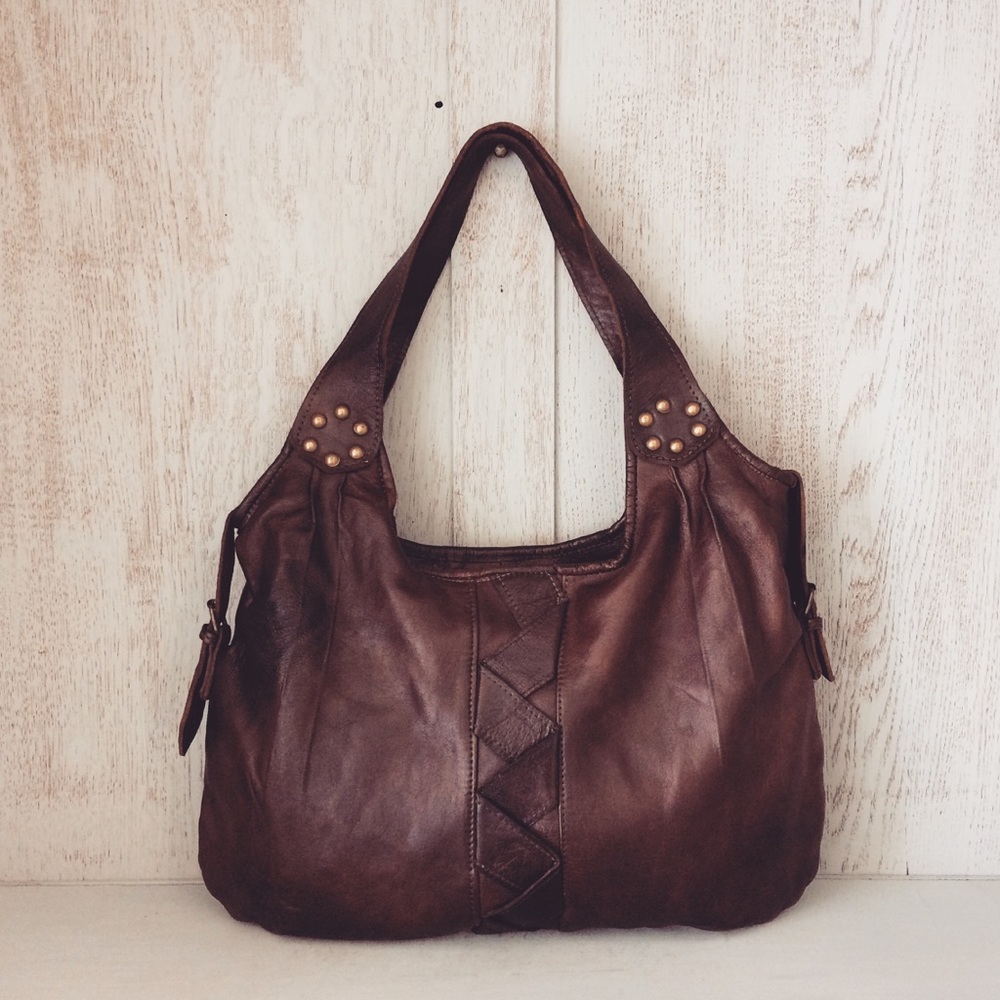 CLOSEOUT SALE Zoe ~ Leather Bag Zigzag Studs