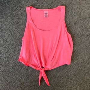 Hot pink crop tie PINK shirt