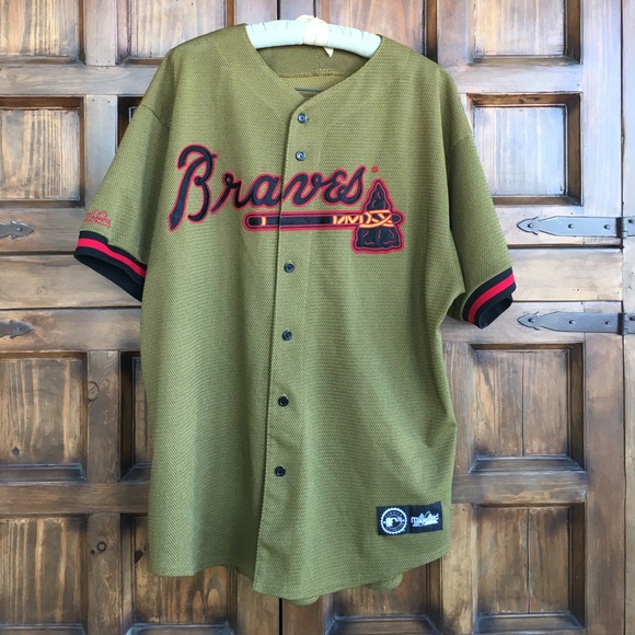 Majestic Other - Yellow/Brown Majestic Braves Jersey Size XL