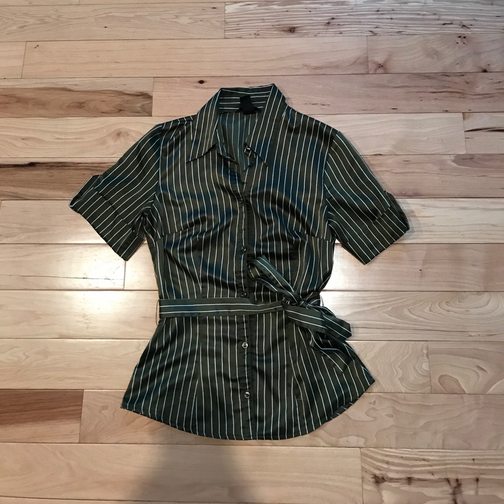 Striped button down blouse