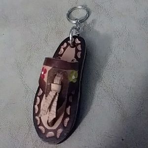New Leather Flip Flop Keychain