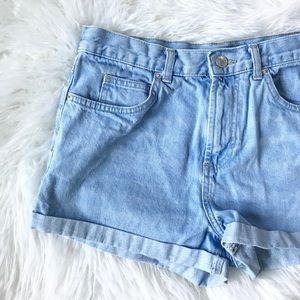Topshop Shorts Women Moto Rosa Blue Denim Sz 6