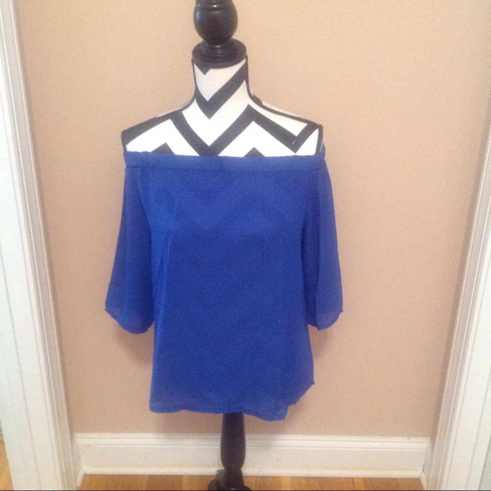 Blue off shoulder top - Picture 3 of 8