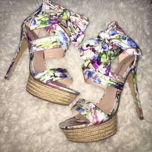 Floral 5 1/2 inch Heels with Bow Accent