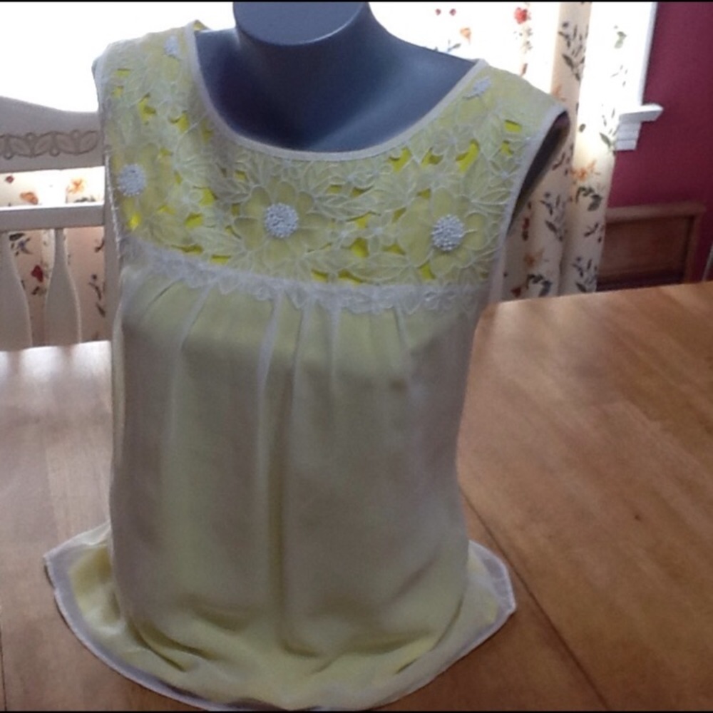 *sold* Ann Taylor yellow & white silk blouse