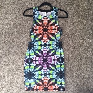 DV medallion print knit tank dress w side cutouts