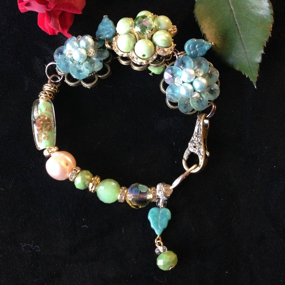 Three Vintage Earrings Bracelet