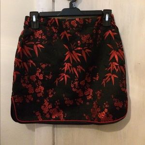 red and black oriental mini skirt 🍒