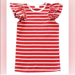 Red and white flutter sleeve tee !
