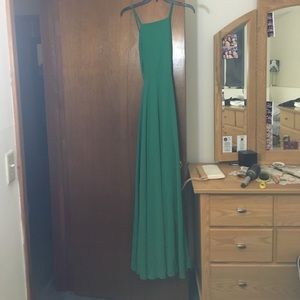 Green maxi dress with cross back