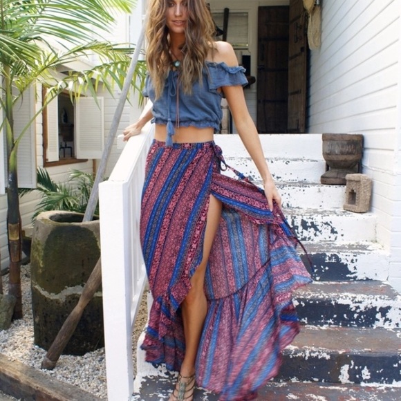 "Jada" ll Bohemian Wrap Skirt - Picture 3 of 7
