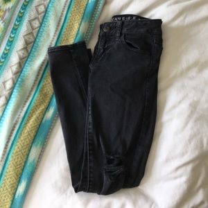 American eagle black ripped jeans