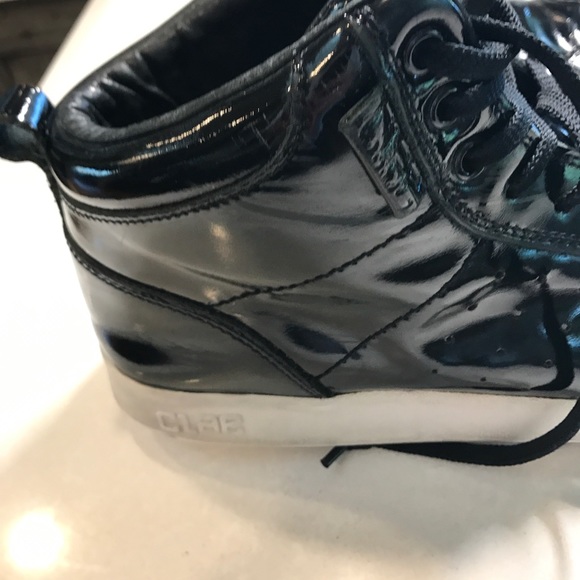 Black Leather Clae High Tops - Picture 2 of 8