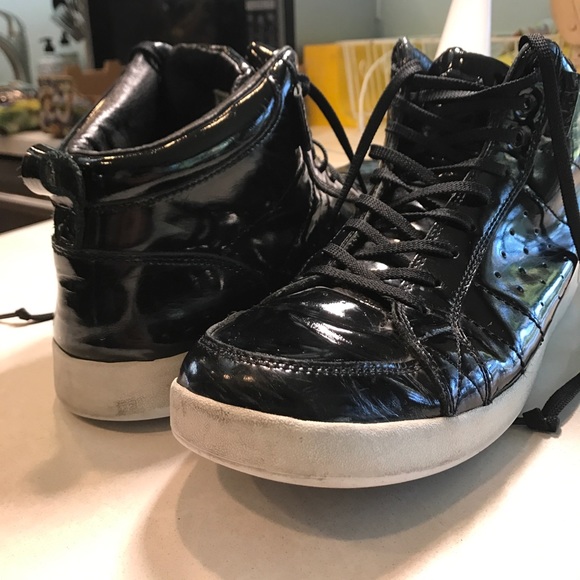 Black Leather Clae High Tops - Picture 5 of 8