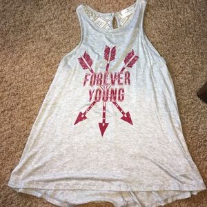 Graphic tank top, "Forever Young" size small