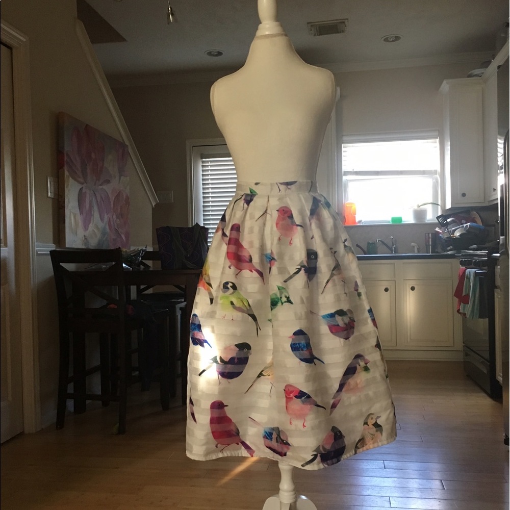NWOT Striped bird full skirt