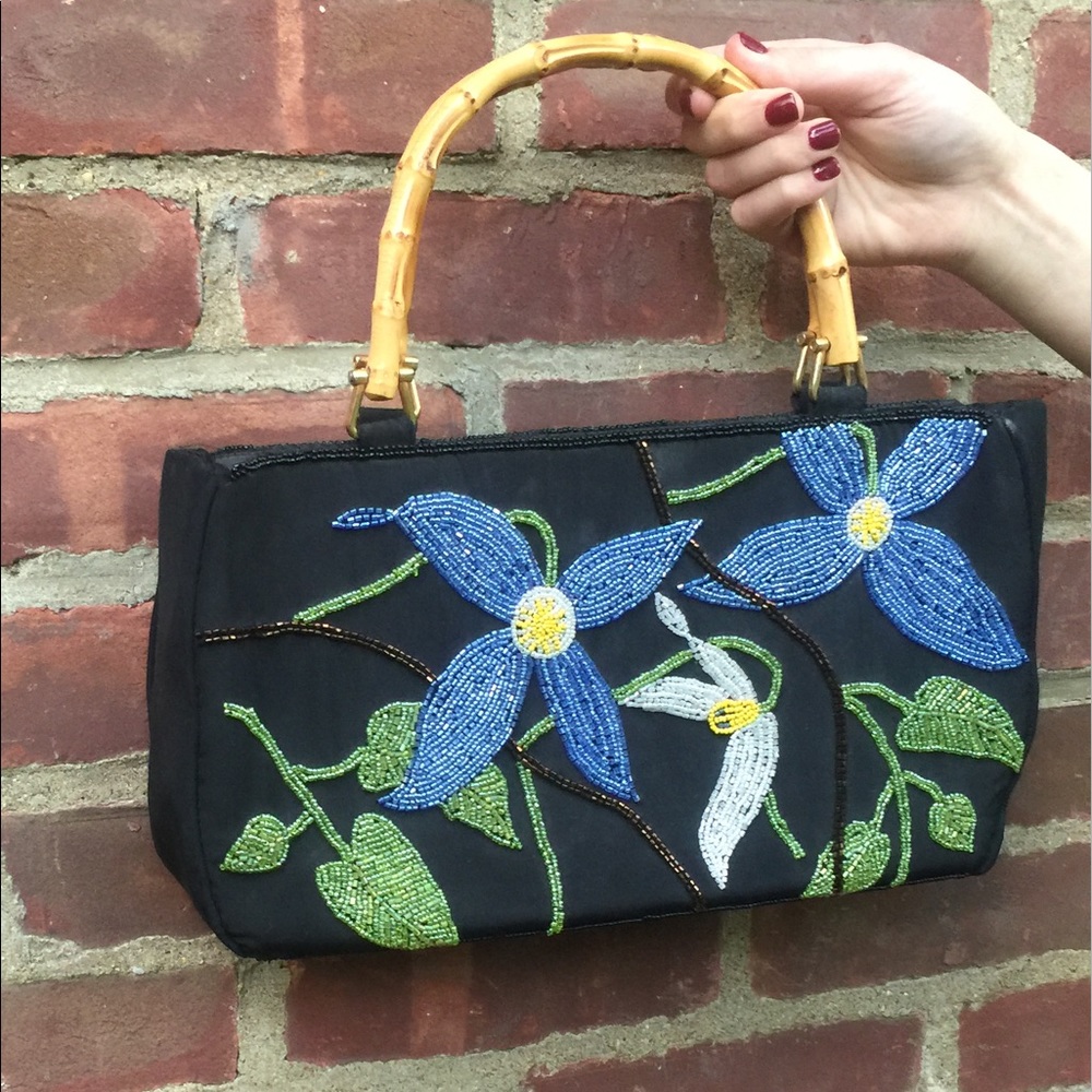 Vintage Millicent Beaded Bamboo Purse Bag