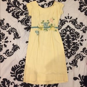 Vintage Yellow Floral Dress