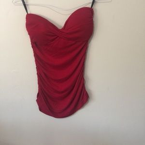 Red bebe strapless top