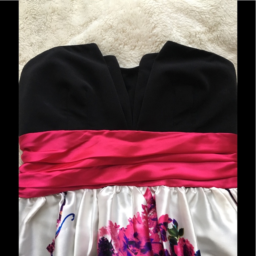 Strapless Silk Floral Cocktail Dress - Picture 3 of 6