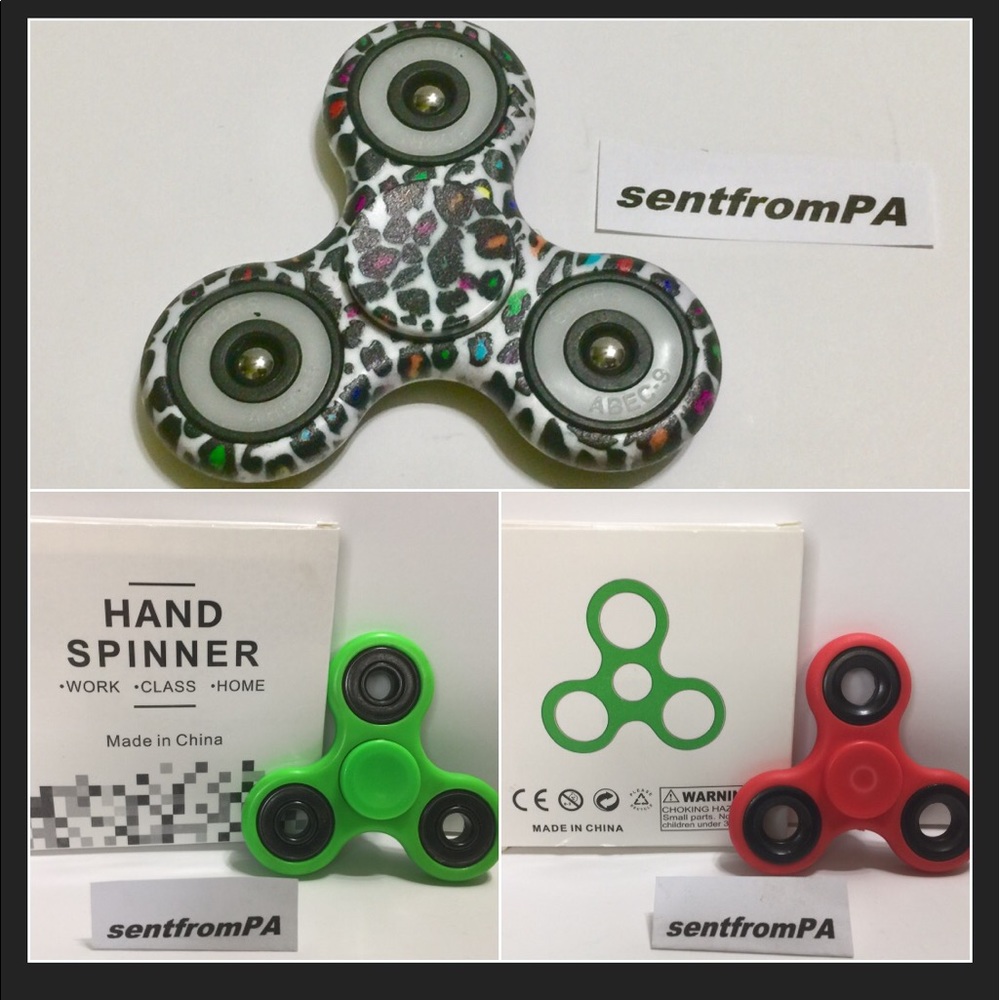 Fidget Spinners LOT OF 3 GREEN RED MULTI WHITE EDC