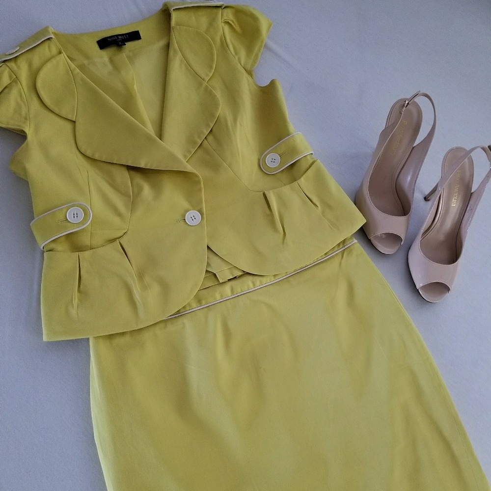 Yellow Nine West Skirt Suit