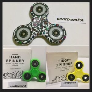3 Fidget Spinners GREEN YELLOW MULTI WHITE EDC