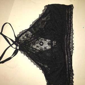 High neck black lace bralette