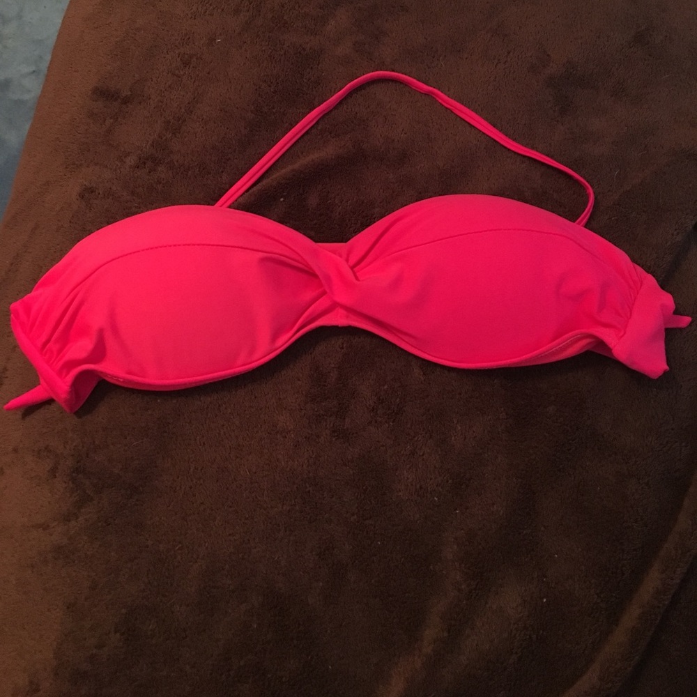 hot pink bathing suits top with removable strap