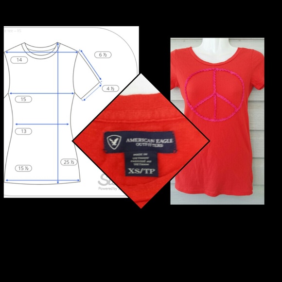 AE Peace Tee Red Magenta Juniors Womens XS - Picture 2 of 7