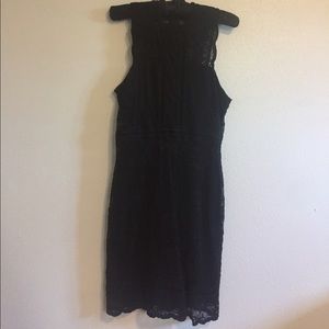 Scallop Mixed Lace Mini Dress