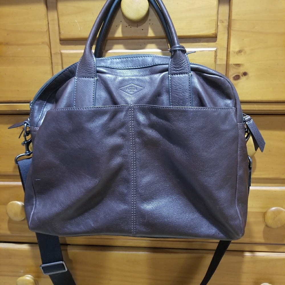 FOSSIL leather messenger laptop bag