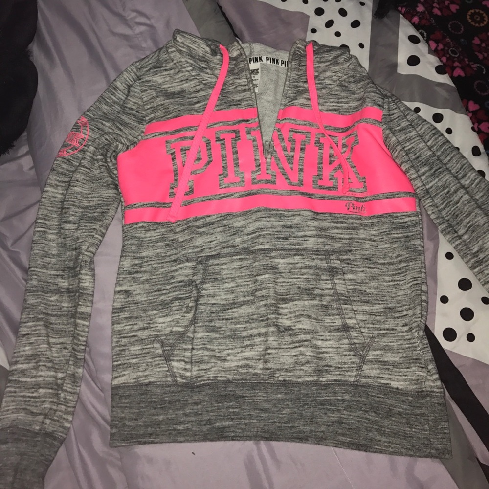 Victoria secret pink gray and pink logo sweatshirt