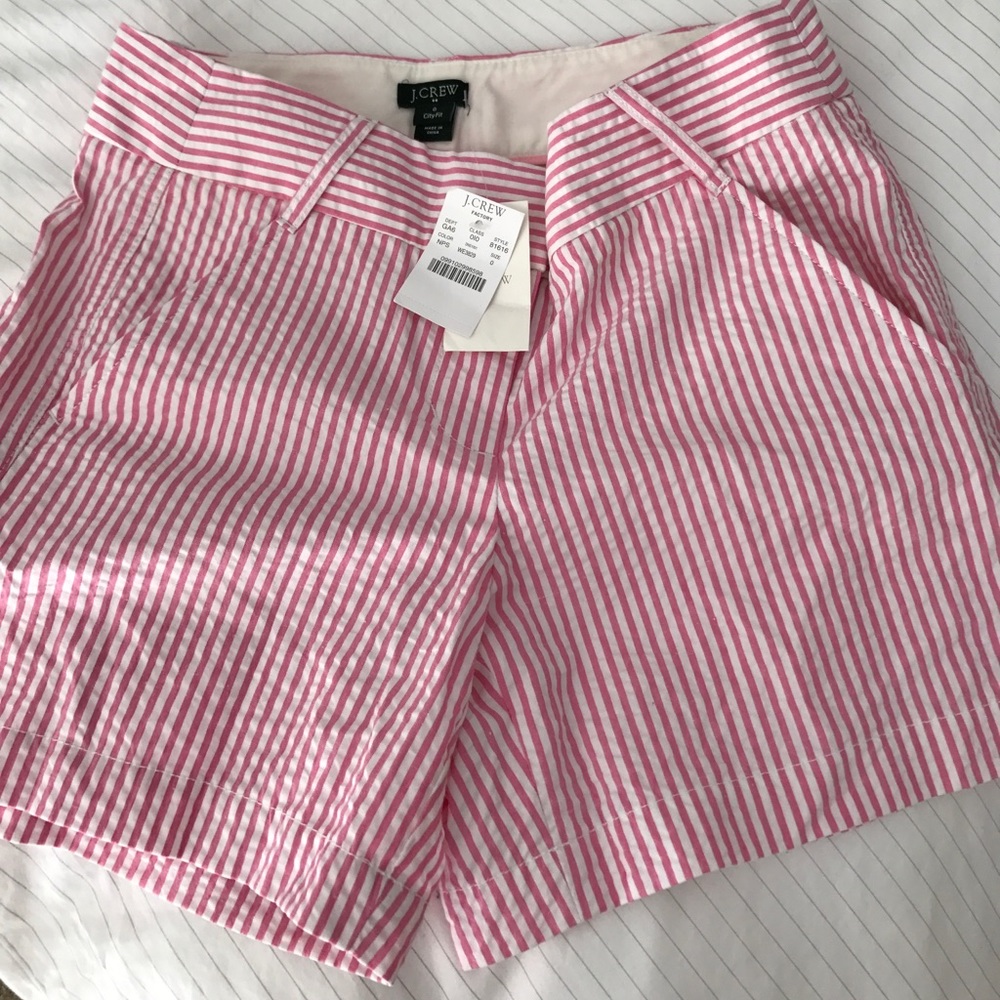 J.Crew brand new pink seersucker shorts