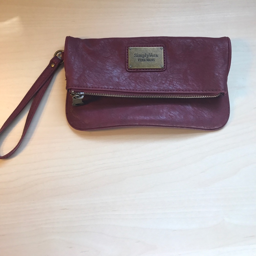 Lowest! Vera wang maroon wristlet clutch wallet
